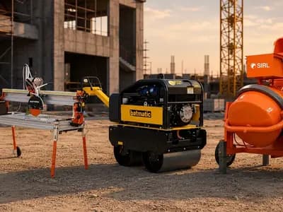 A selection of Al Wisam construction machinery including cutting, compaction and power equipment