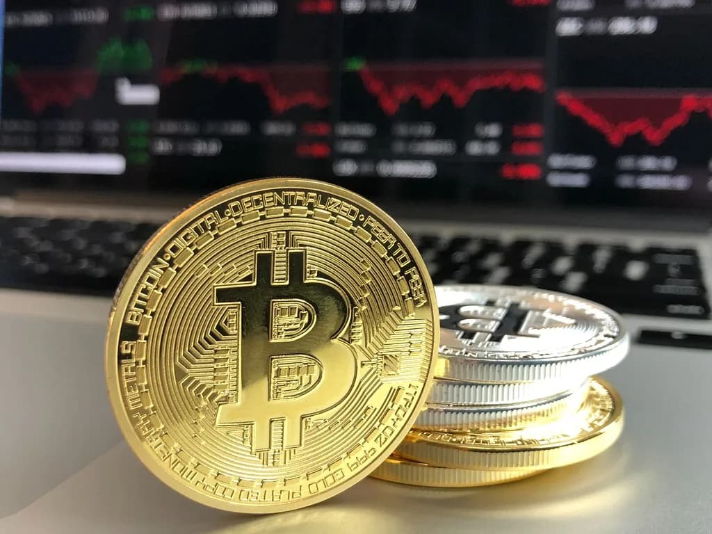 Bitcoin beside a professional digital-asset market chart