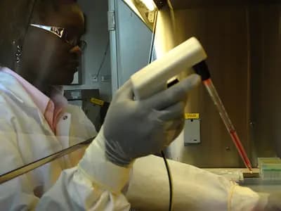 A trained health worker wearing protective equipment during an outbreak response