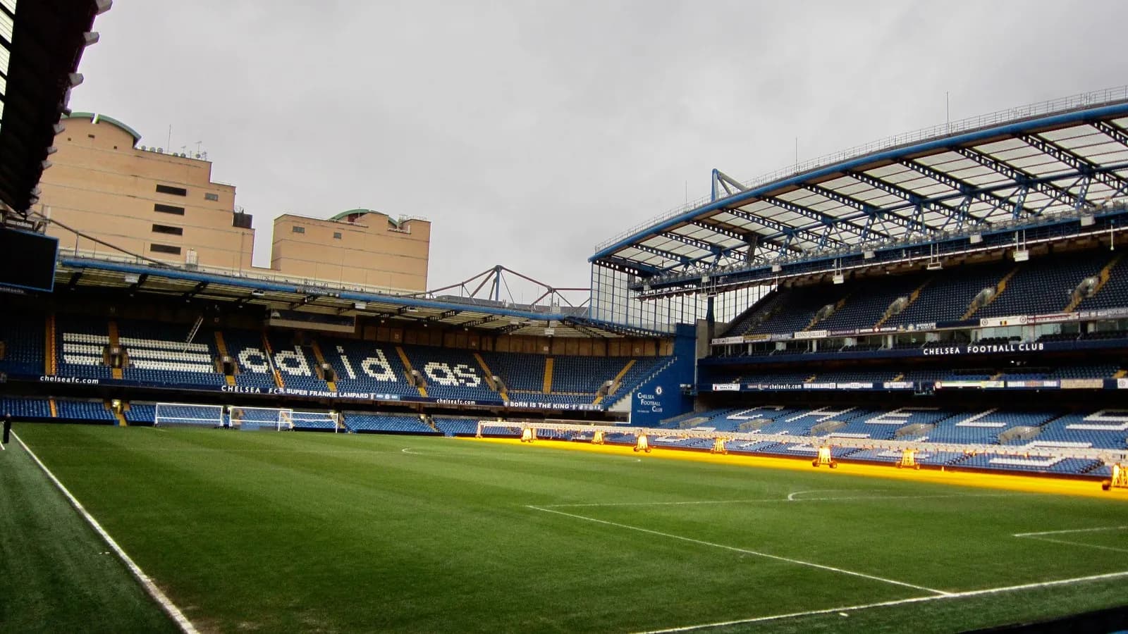 The empty interior of Stamford Bridge, Chelsea's stadium in west London, photographed in 2013
