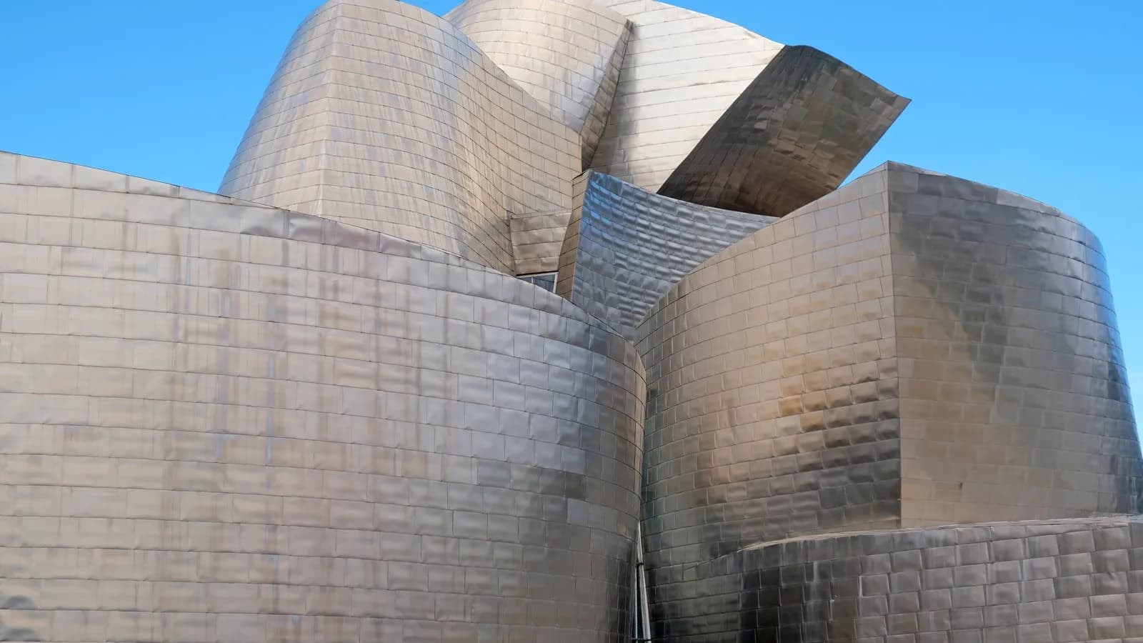The titanium clad Guggenheim Museum Bilbao, designed by Frank Gehry