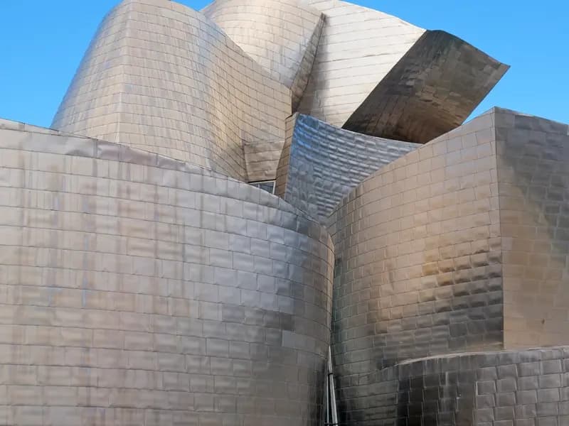 The titanium clad Guggenheim Museum Bilbao, designed by Frank Gehry