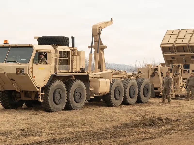 A Patriot air defence battery during a training exercise at Osan Air Base in South Korea. Batteries of this type are what states under fire spend to intercept what is fired over them