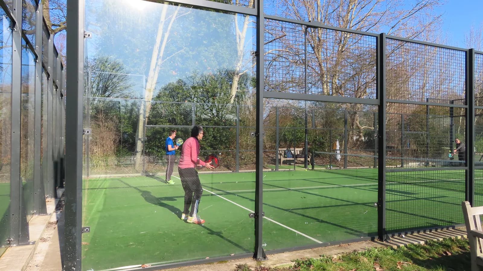 padel players doubles court