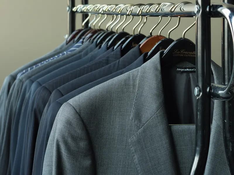A tailored jacket shoulder and lapel in brown wool