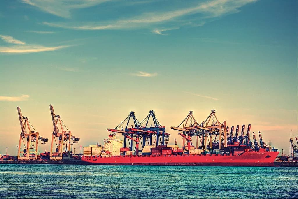 Container cranes and cargo at a Saudi Arabian port