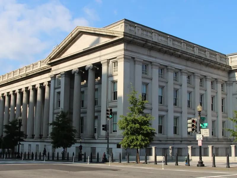 The Treasury Building in Washington DC, headquarters of the US Department of the Treasury
