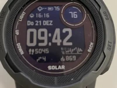 A smartwatch face showing step count and activity data