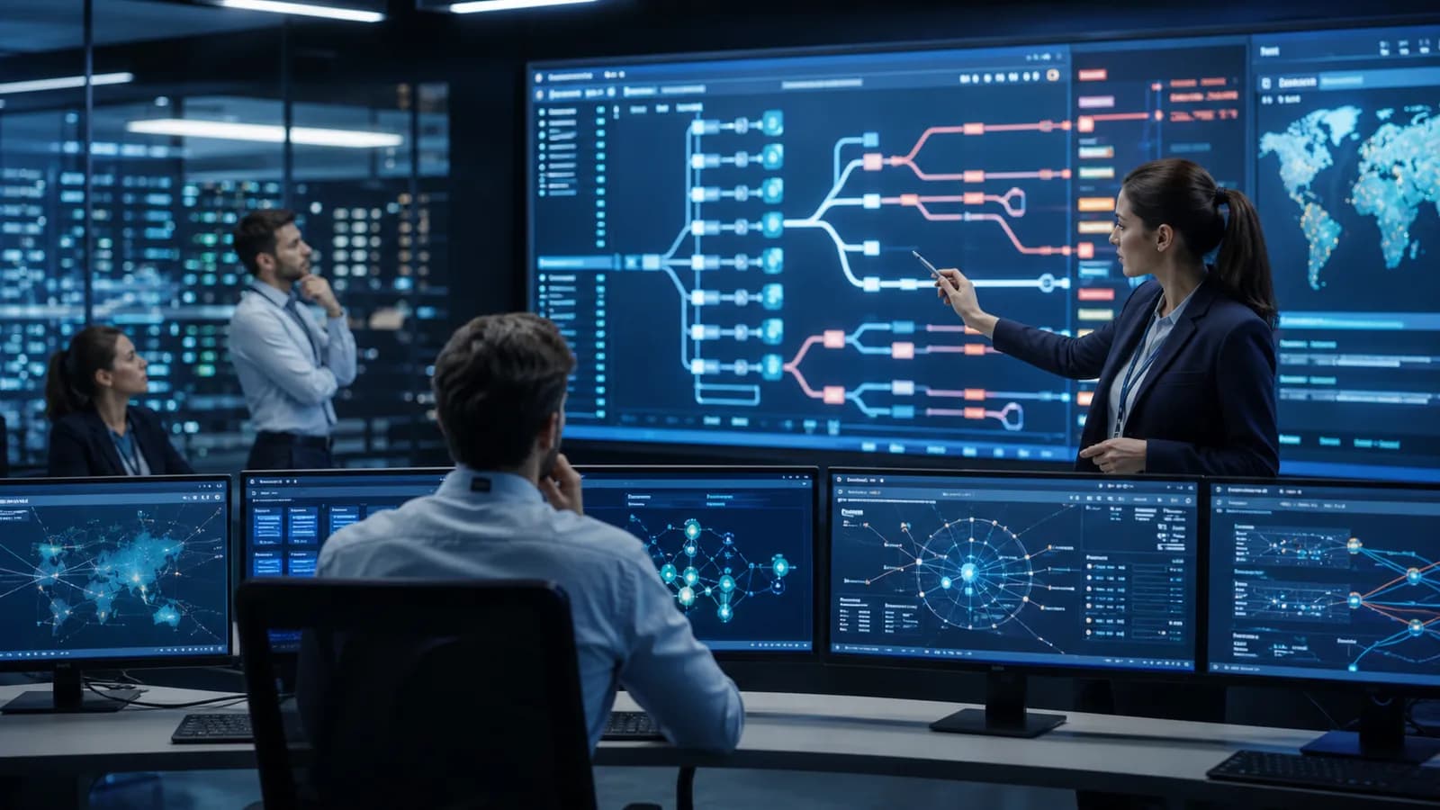 A security team monitoring autonomous AI activity across data-center systems