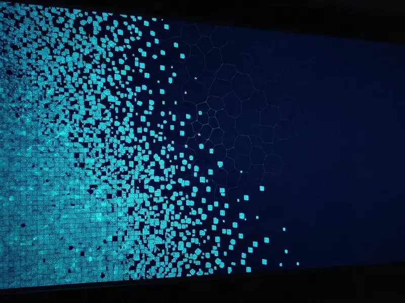 An abstract visualisation of a pattern embedded across a digital image grid