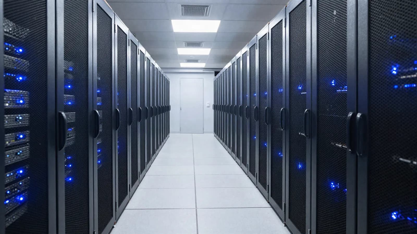 Rows of servers in a data centre
