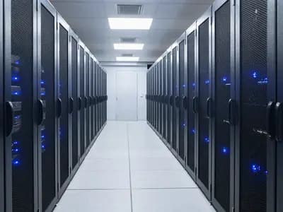Rows of servers in a data centre