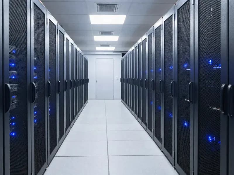Rows of servers in a data centre