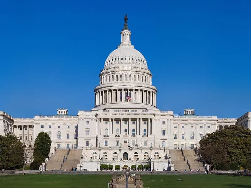 The western front of the US Capitol in Washington with its dome under a clear sky, uploaded on 3 April 2007, a file photograph illustrative of Congress and not from this week's reporting on Anthropic's draft bill