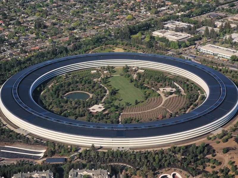 An aerial view of the ring of Apple Park in Cupertino, where Wednesday's event takes place