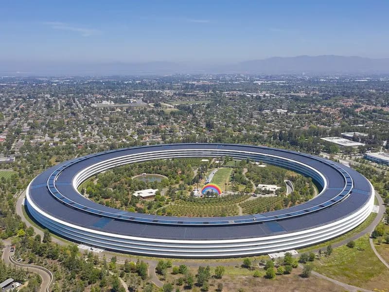 An aerial view of the ring-shaped Apple Park headquarters in Cupertino, California, photographed on 4 May 2019, a file photograph and not of the HomeView product