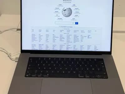 A MacBook Pro 16 laptop on display, photographed in November 2021, a file photo of a Mac and not an image of the permission screen Apple described