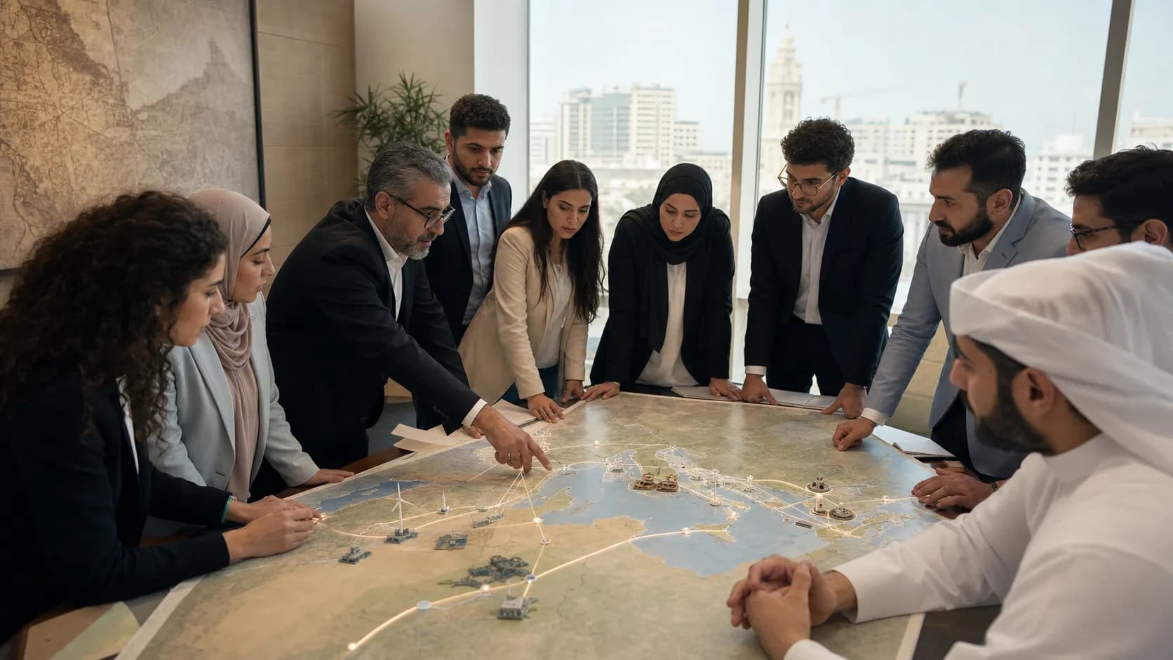 Regional policymakers discussing long-term cooperation and development across Arab countries