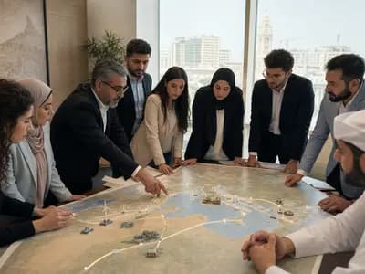 Regional policymakers discussing long-term cooperation and development across Arab countries