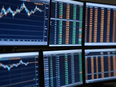 Financial market screens showing trading data