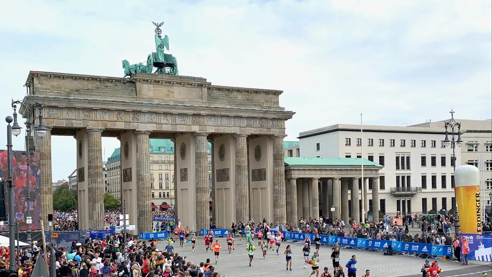 Runners passing the Brandenburg Gate during the Berlin Marathon, photographed in September 2022 and not from the 2026 race