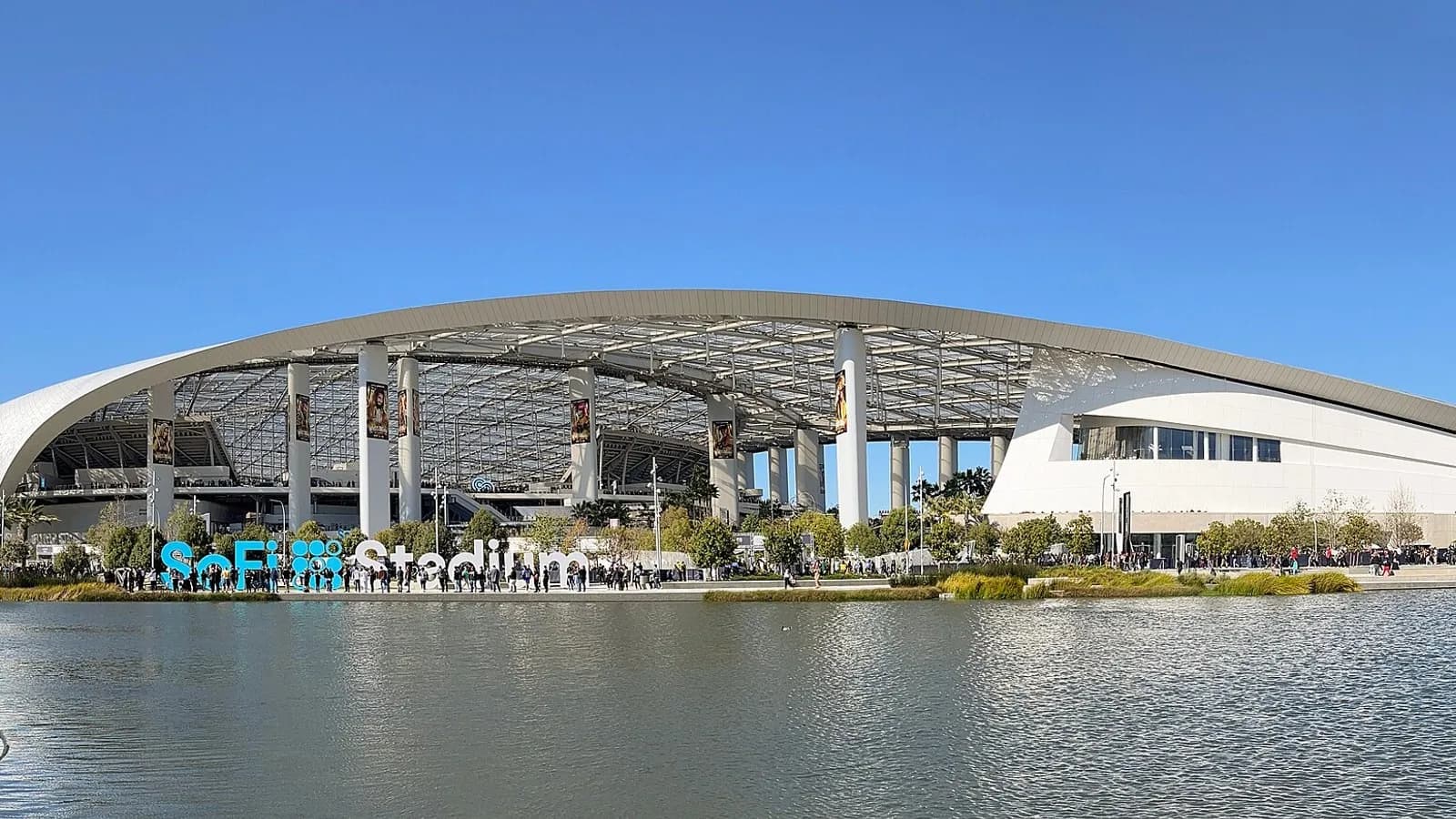 The exterior of SoFi Stadium in Inglewood, California, where the Bills beat the Rams on Monday night, photographed in April 2023, a file photograph and not from the game