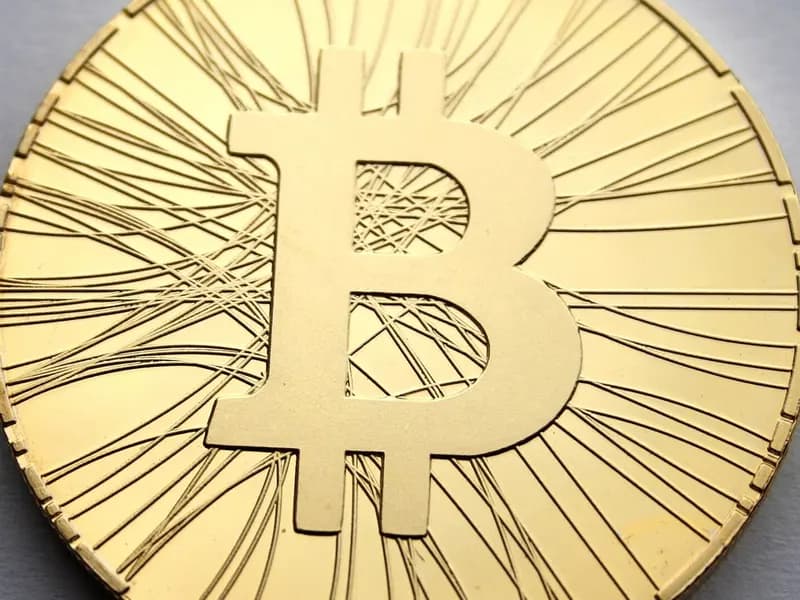A close-up of a gold-coloured physical bitcoin collector coin on a grey surface, photographed in October 2013, a file photograph illustrative of bitcoin and not of the exchange-traded funds