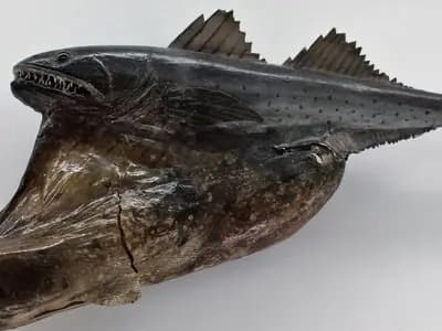 A preserved black swallower, Chiasmodon niger, with its stomach distended, photographed in September 2018, a file photograph of the species and not of the animal filmed off Trinidad and Tobago