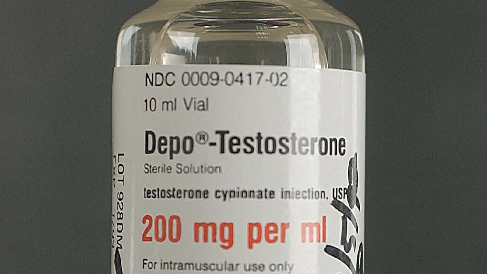 A 10 ml vial of Depo-Testosterone, an injectable form of testosterone, an undated U.S. Drug Enforcement Administration file photograph illustrative of testosterone medicine and not of any private clinic or product in the analysis