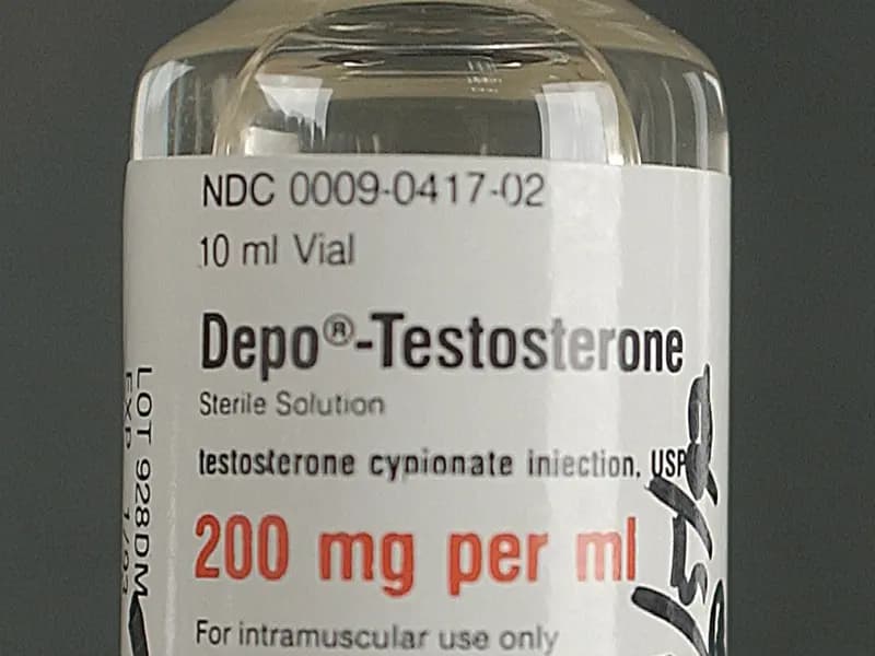 A 10 ml vial of Depo-Testosterone, an injectable form of testosterone, an undated U.S. Drug Enforcement Administration file photograph illustrative of testosterone medicine and not of any private clinic or product in the analysis