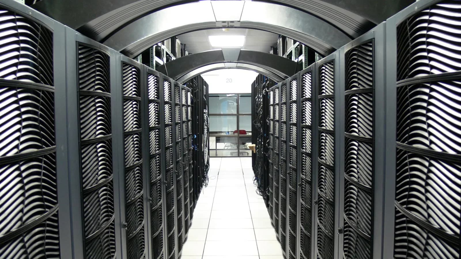 Server racks inside a data centre, illustrative of the computing infrastructure large language models like Claude run on, photographed in January 2008