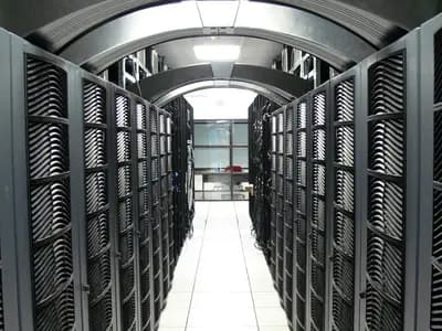 Server racks inside a data centre, illustrative of the computing infrastructure large language models like Claude run on, photographed in January 2008