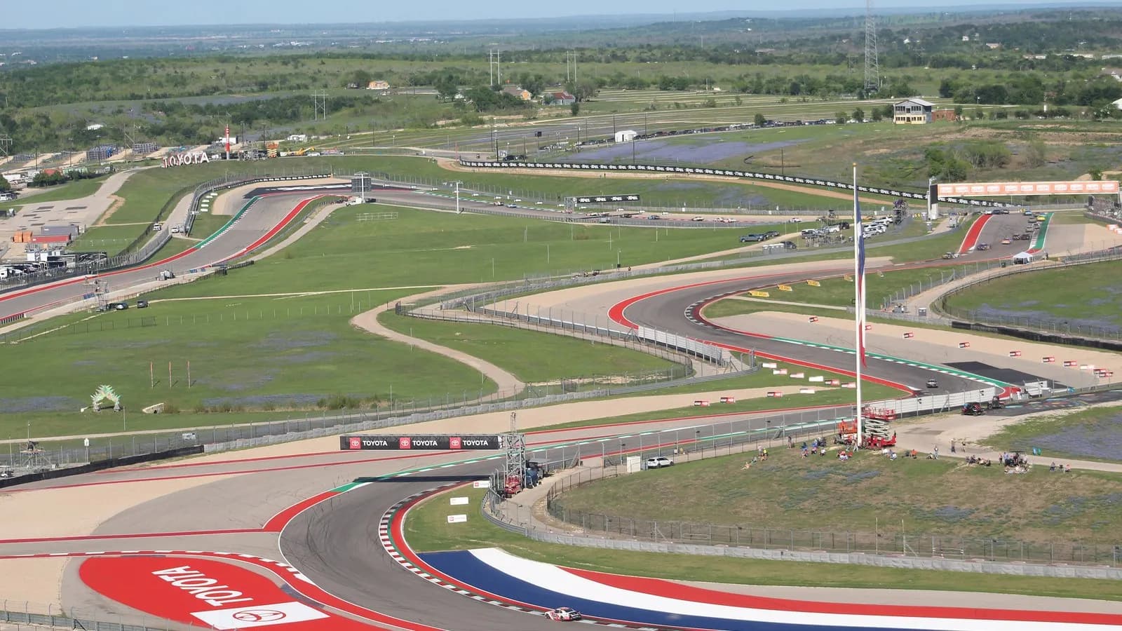 The Circuit of the Americas racetrack in Austin, beside which COTALAND has been built, photographed in March 2023