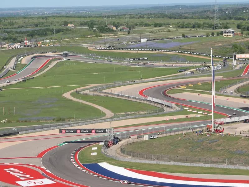 The Circuit of the Americas racetrack in Austin, beside which COTALAND has been built, photographed in March 2023