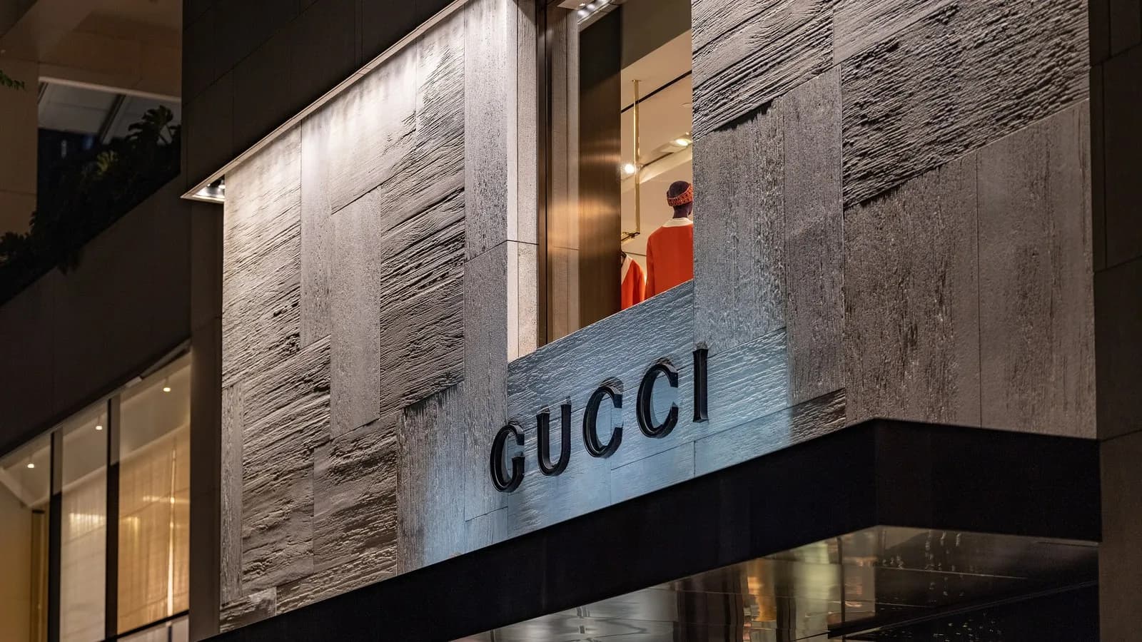 A Gucci store, illustrative of the house's retail presence and not the Milan Fashion Week set itself, photographed in Waikiki, Hawaii, in February 2020