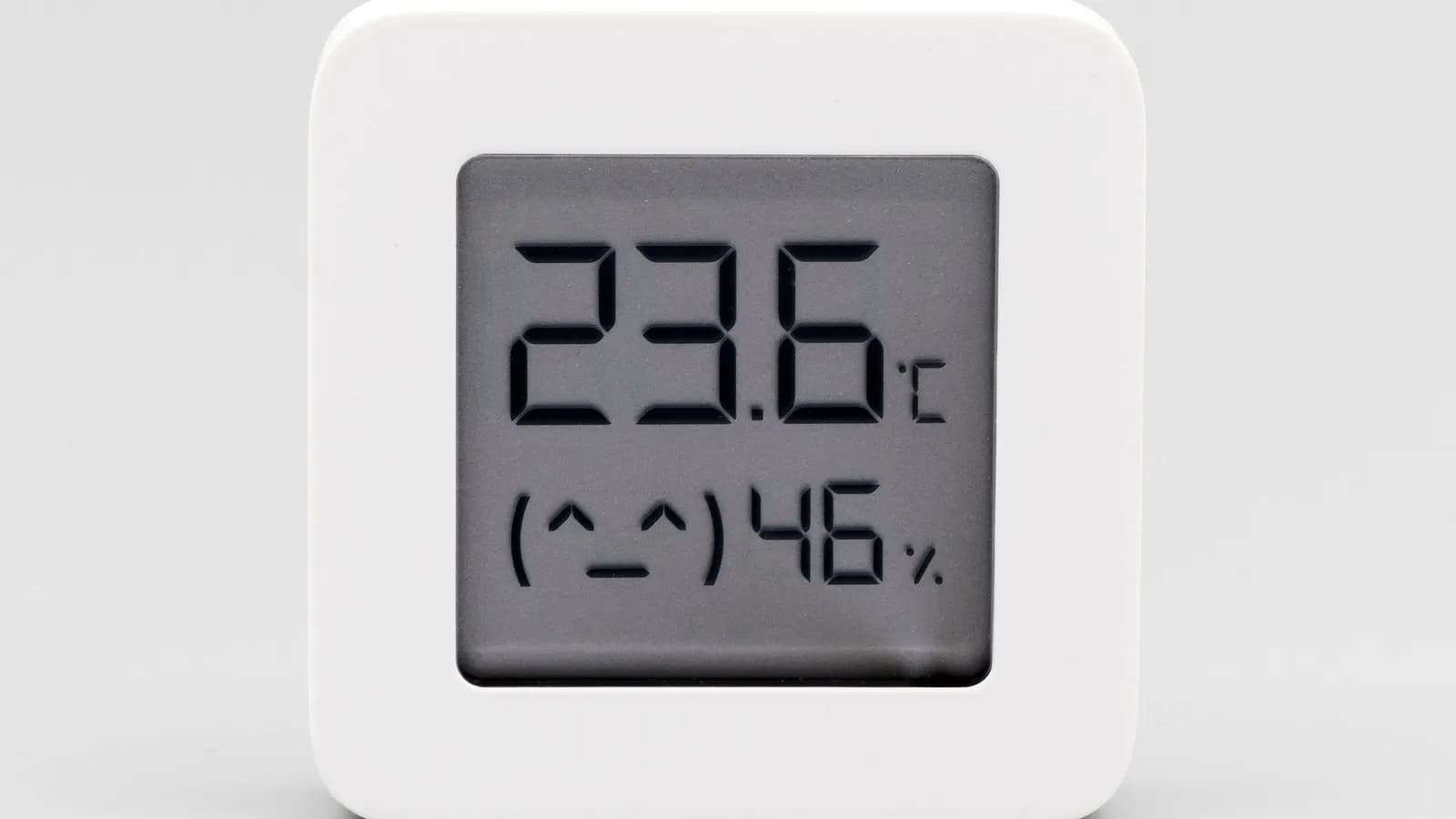 A digital thermometer and hygrometer reading 23.6 degrees and 46 per cent relative humidity