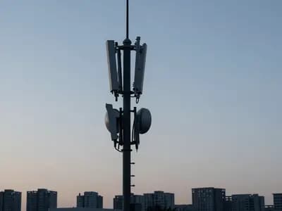 A telecommunications mast against an open sky