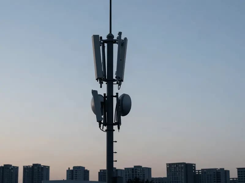 A telecommunications mast against an open sky