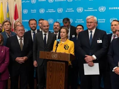 Kaja Kallas, the EU's foreign policy chief, speaking at a podium at a UN Security Council press conference with EU member states' ministers, photographed on 23 September 2026, a file photograph and not from the sanctions announcement