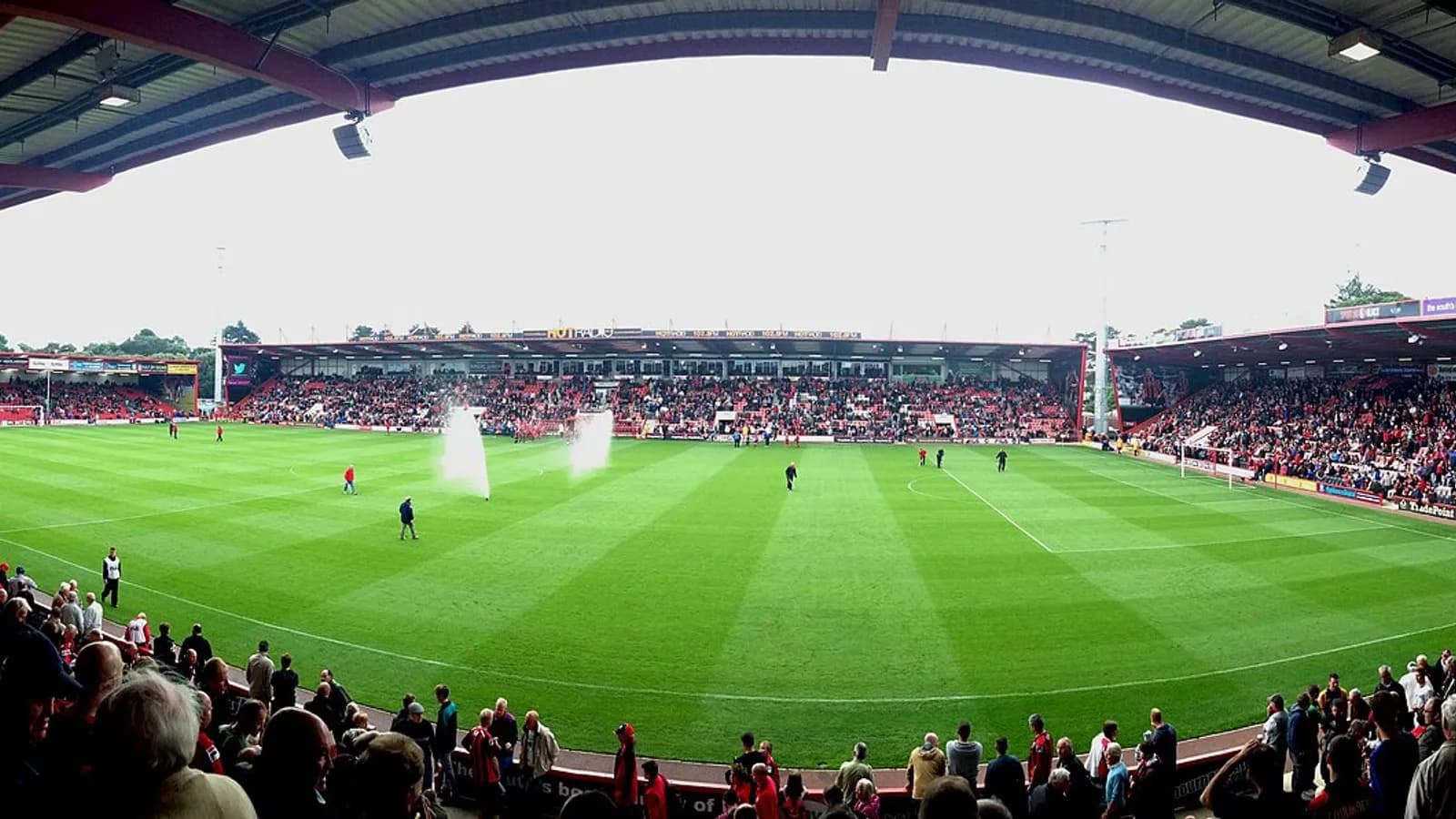 The pitch and covered stands at Bournemouth's Dean Court stadium (now the Vitality Stadium) during a match, photographed on 14 September 2013, a file photograph of the ground and not from Thursday's match