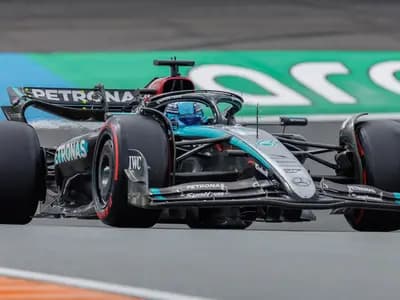 A Mercedes Formula One car at the 2024 Dutch Grand Prix, under the previous technical regulations