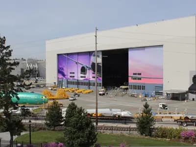 Boeing's 737 factory in Renton, Washington, where the 737 Max family is built, photographed in April 2019