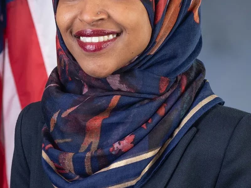 The official congressional portrait of Representative Ilhan Omar, taken in December 2018, a file photograph and not from Monday's search
