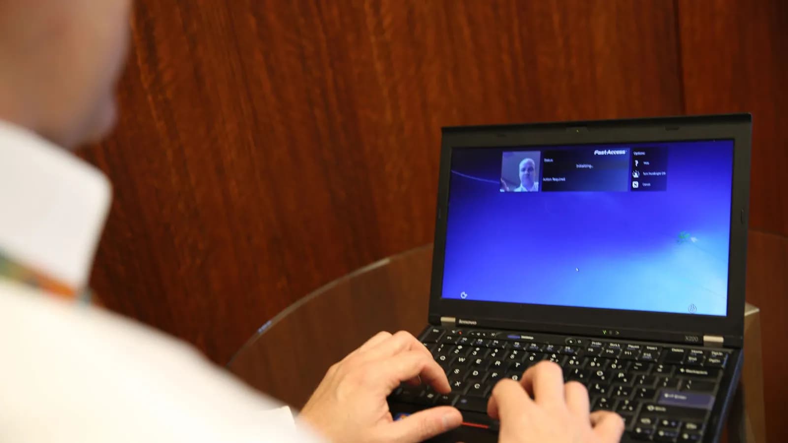 A person using biometric authentication on a smartphone