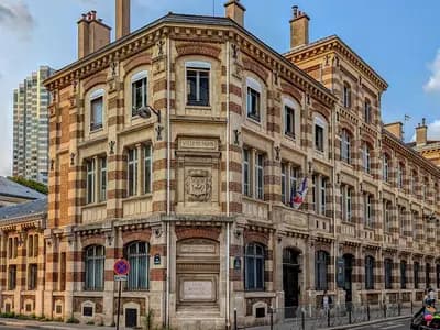 A lycee building in Paris, photographed in August 2023, illustrative of a French secondary school and not one of the schools closed or damaged in the protests