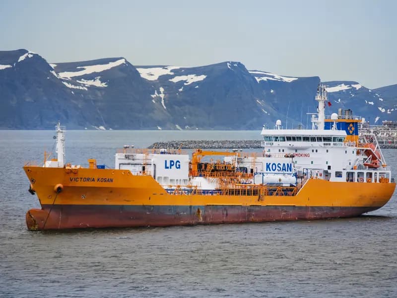 An LNG tanker and terminal representing the global natural-gas supply chain