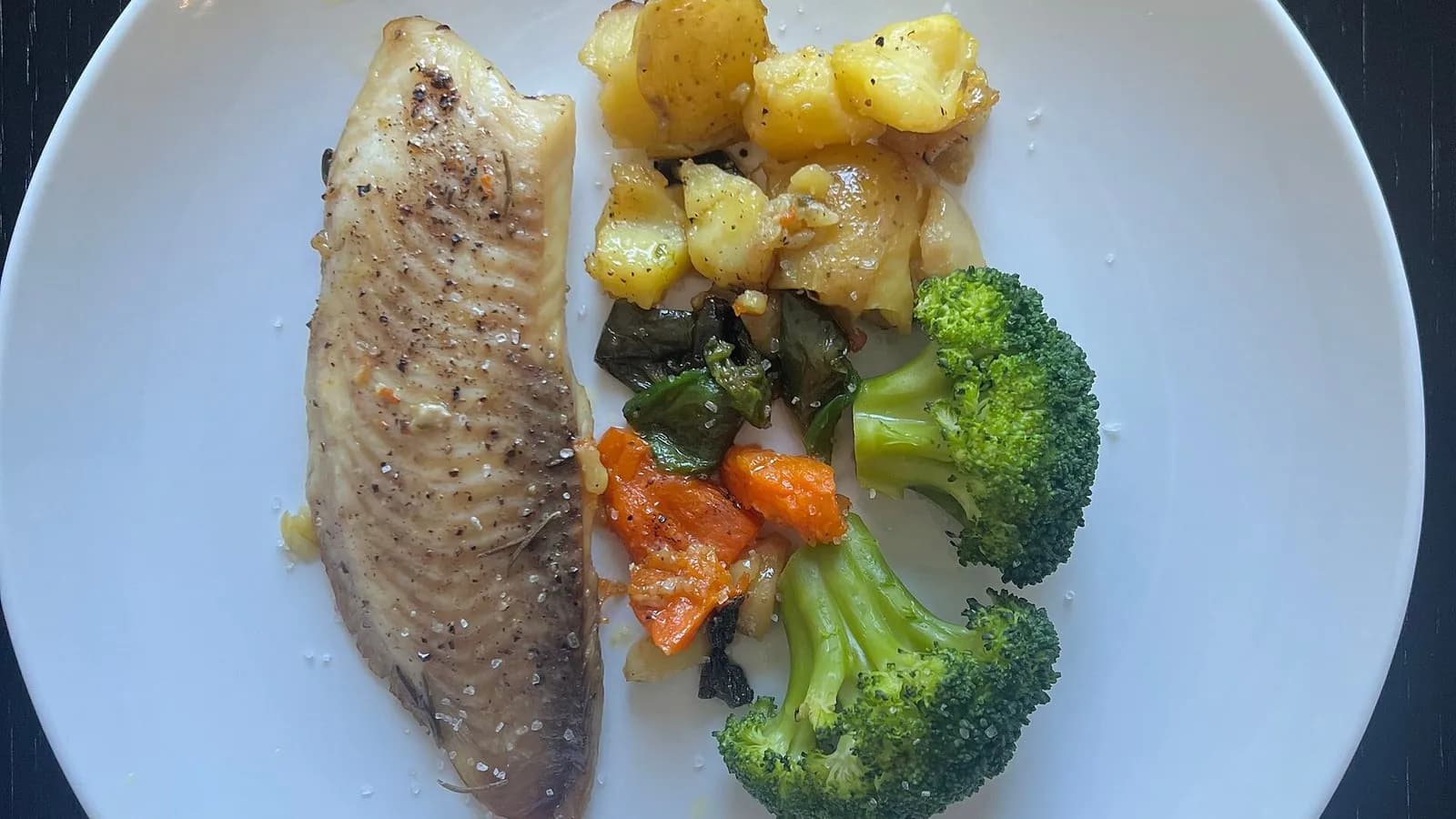 A home-cooked plate of pan-seared fish with potatoes and vegetables, photographed on 28 December 2025, a file photograph illustrative of a prepared healthy meal and not of the trial's meals