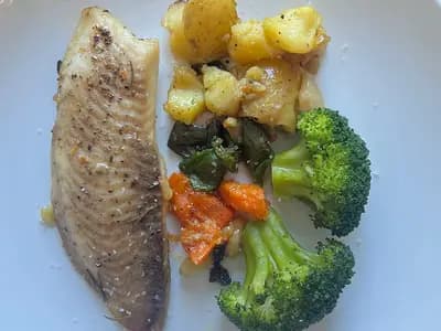 A home-cooked plate of pan-seared fish with potatoes and vegetables, photographed on 28 December 2025, a file photograph illustrative of a prepared healthy meal and not of the trial's meals