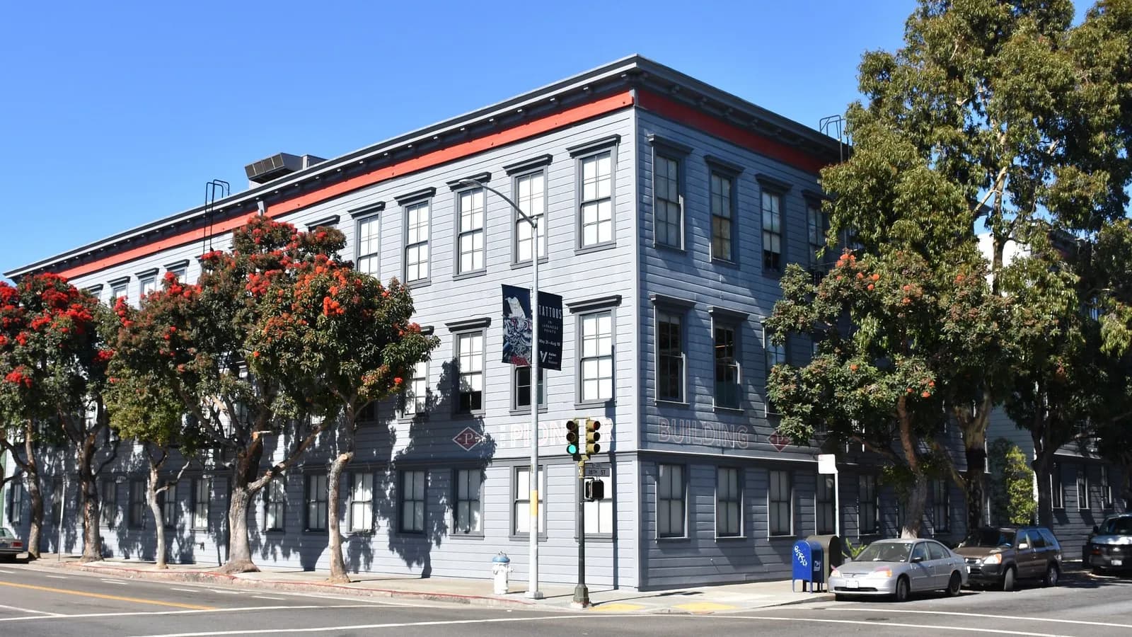 The Pioneer Building at 3180 18th Street in San Francisco's Mission District, OpenAI's headquarters, photographed in July 2019