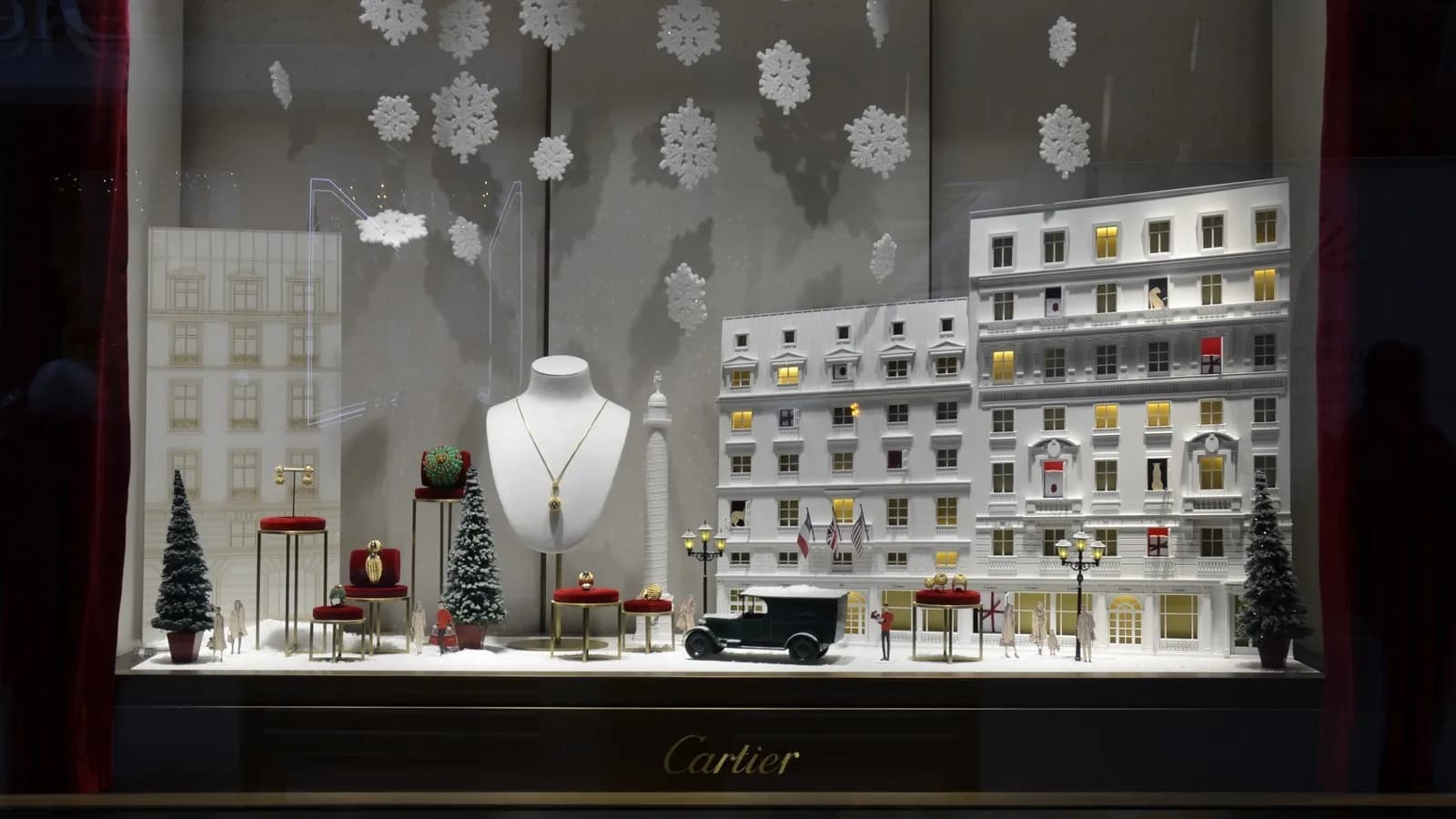 A luxury fashion boutique window display